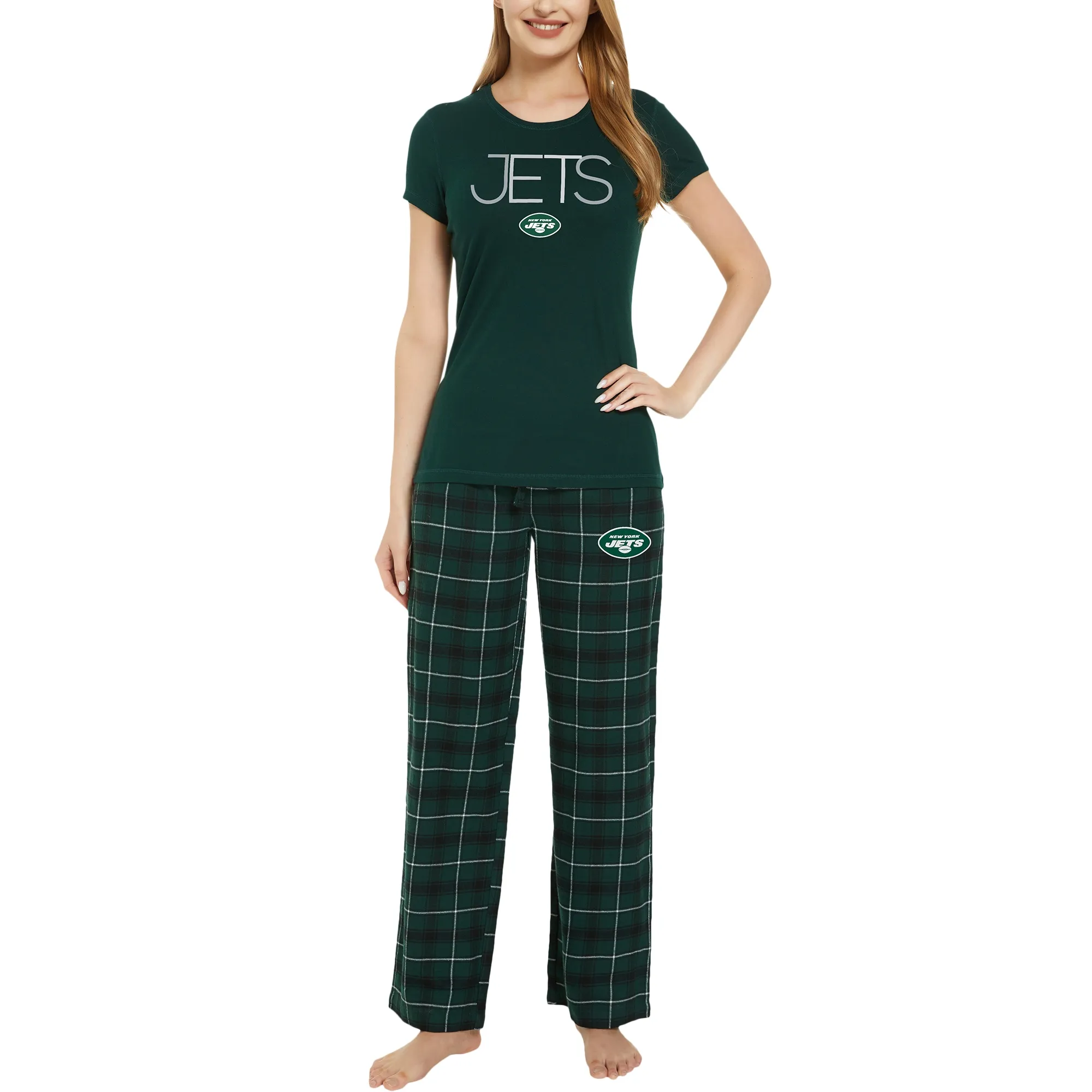 Lids Women's Concepts Sport Green/Black New York Jets Arctic T-Shirt & Flannel Pants Sleep Set